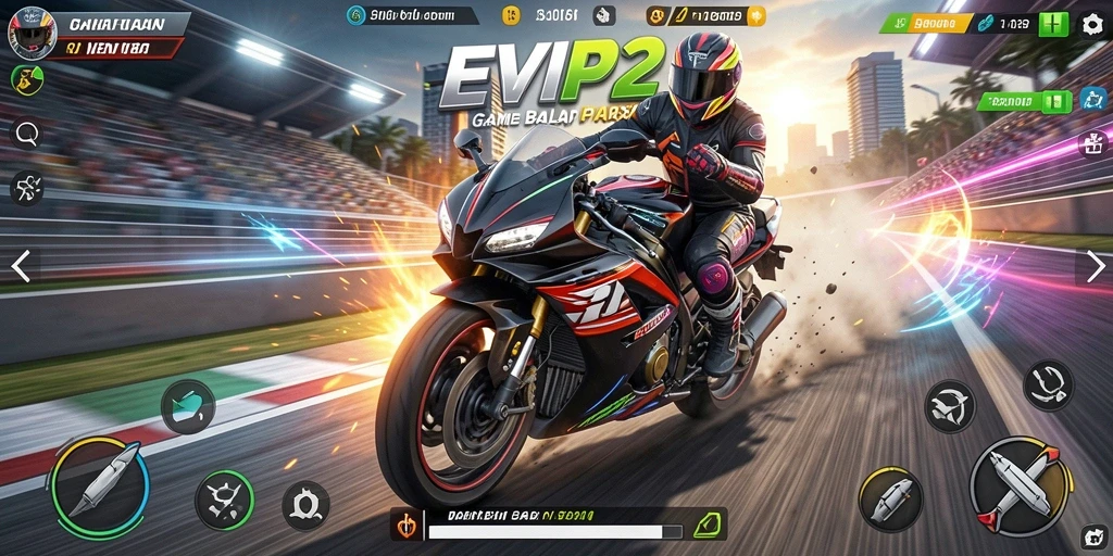 Tampilan menarik gameplay balap motor di EVIP2.