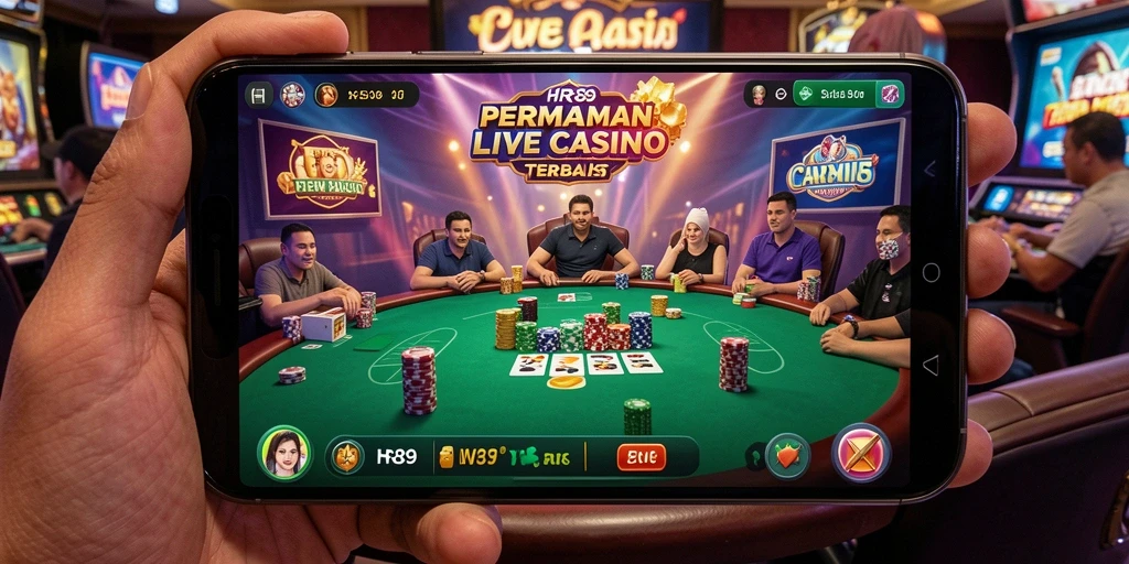 Screenshot utama HR89 menampilkan gameplay Live Casino yang mendebarkan.